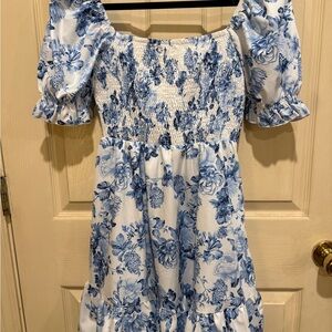 SHEIN Blue and White Floral Dress